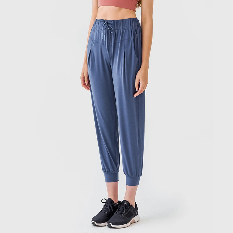 Lulu Women's Pants Leggings Gym Fitness Yoga Sport Tights Woman Clothing Breathable Loose Drawstring Jogging Seamless Leggings