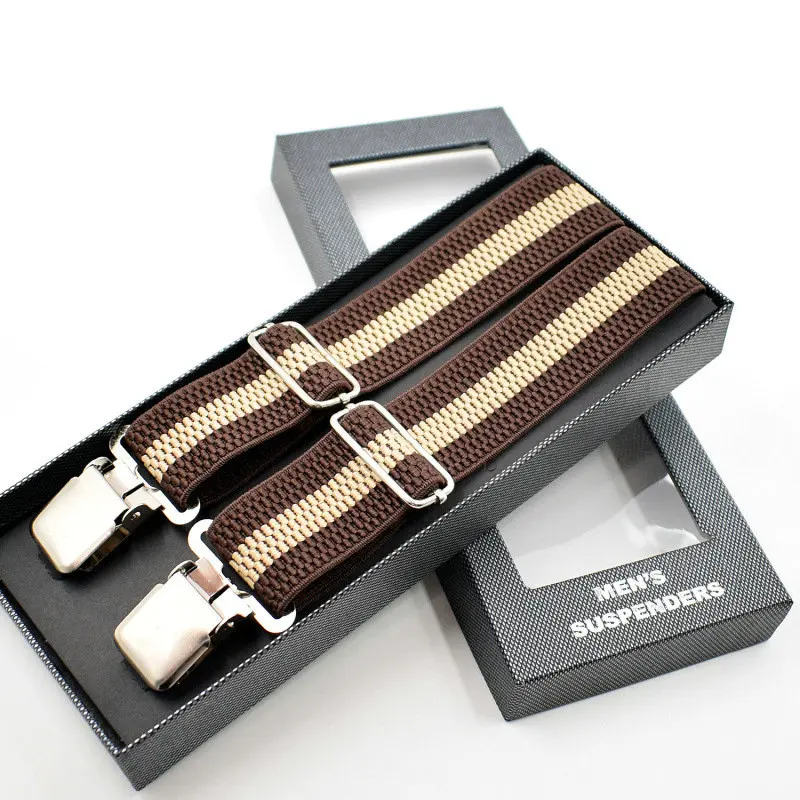 

2021 Men Leather 3 Clip Elastic Braces Wedding Shirt Stay Locking Clamps Trousers Suspenders Adjustable Strap Garter Holder Belt