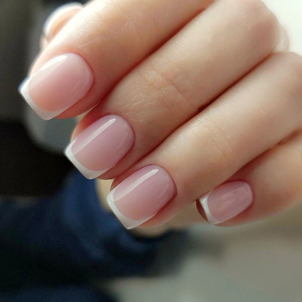 

24Pcs Shiny Short Square French Artificial Fake Nails For Design DIY Full Cover False Nail Tips Manicure Tool