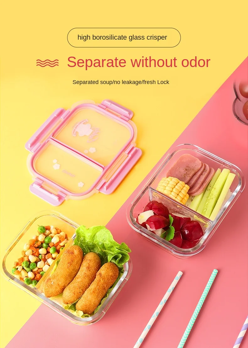 

CY Glass Fresh Bowl Refrigerator Special Storage Box Microwaveable Heating Sealed Crisper Large Capacity