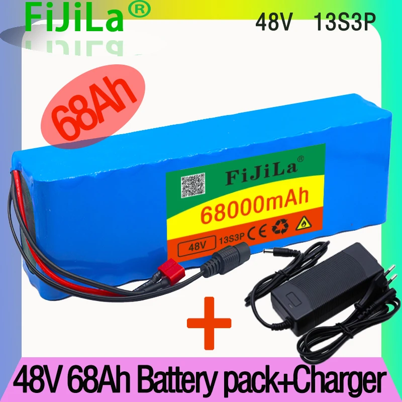 

48 В 68000 мАч 1000 Вт 13S3P 18650 аккумулятор MH1 54,6 в для электровелосипеда скутера с 25 А разрядкой BMS с зарядным устройством
