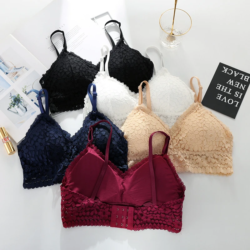 

Sexy Women Thin Section Bras Lace Hollow Out Girls Bralette Female Wrapped Chest No Steel Ring Soft Lingerie Underwear Brassiere