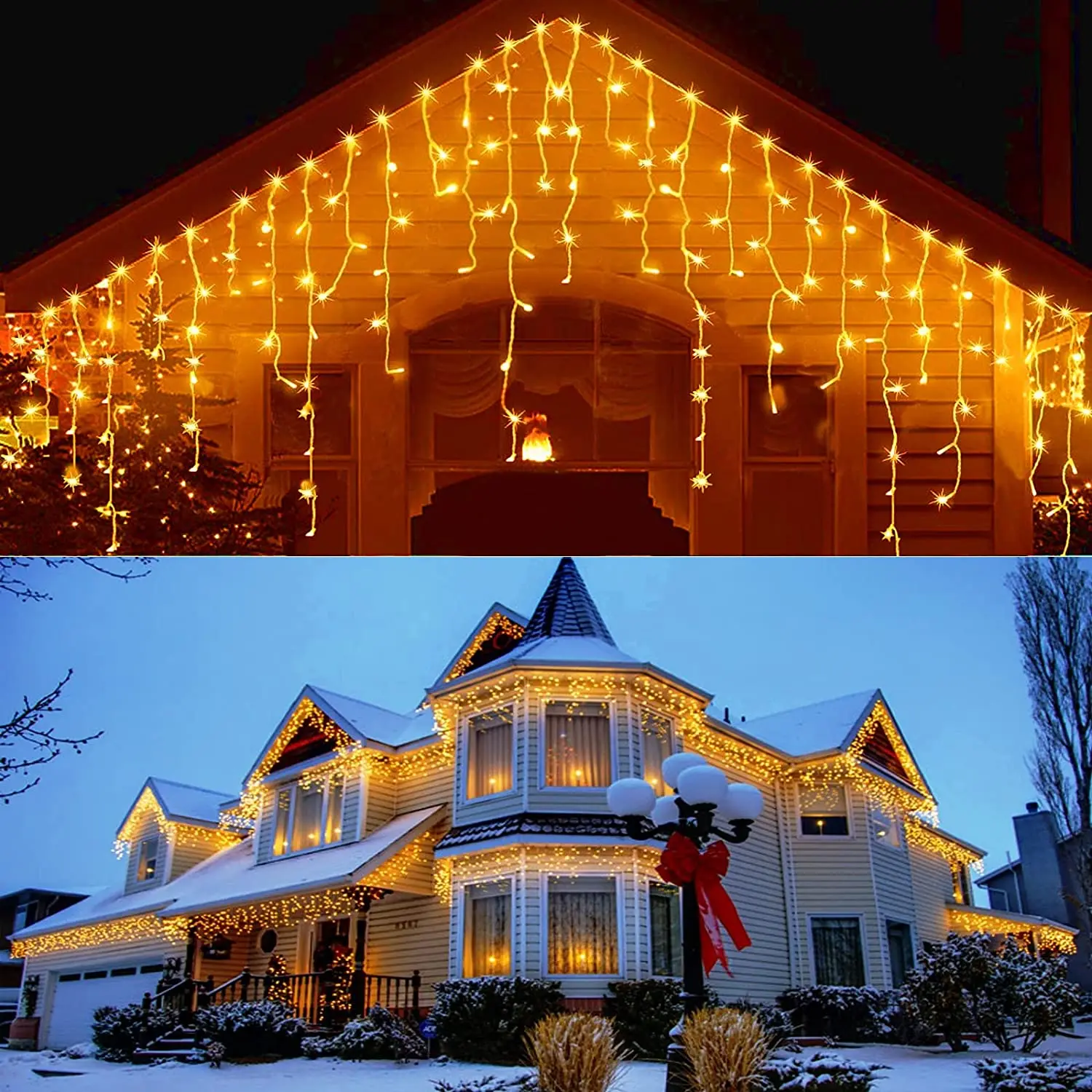 

Christmas Garland LED Curtain Icicle String Light Droop 0.4-0.6m Mall Eaves Garden Stage Patio Outdoor Decoration