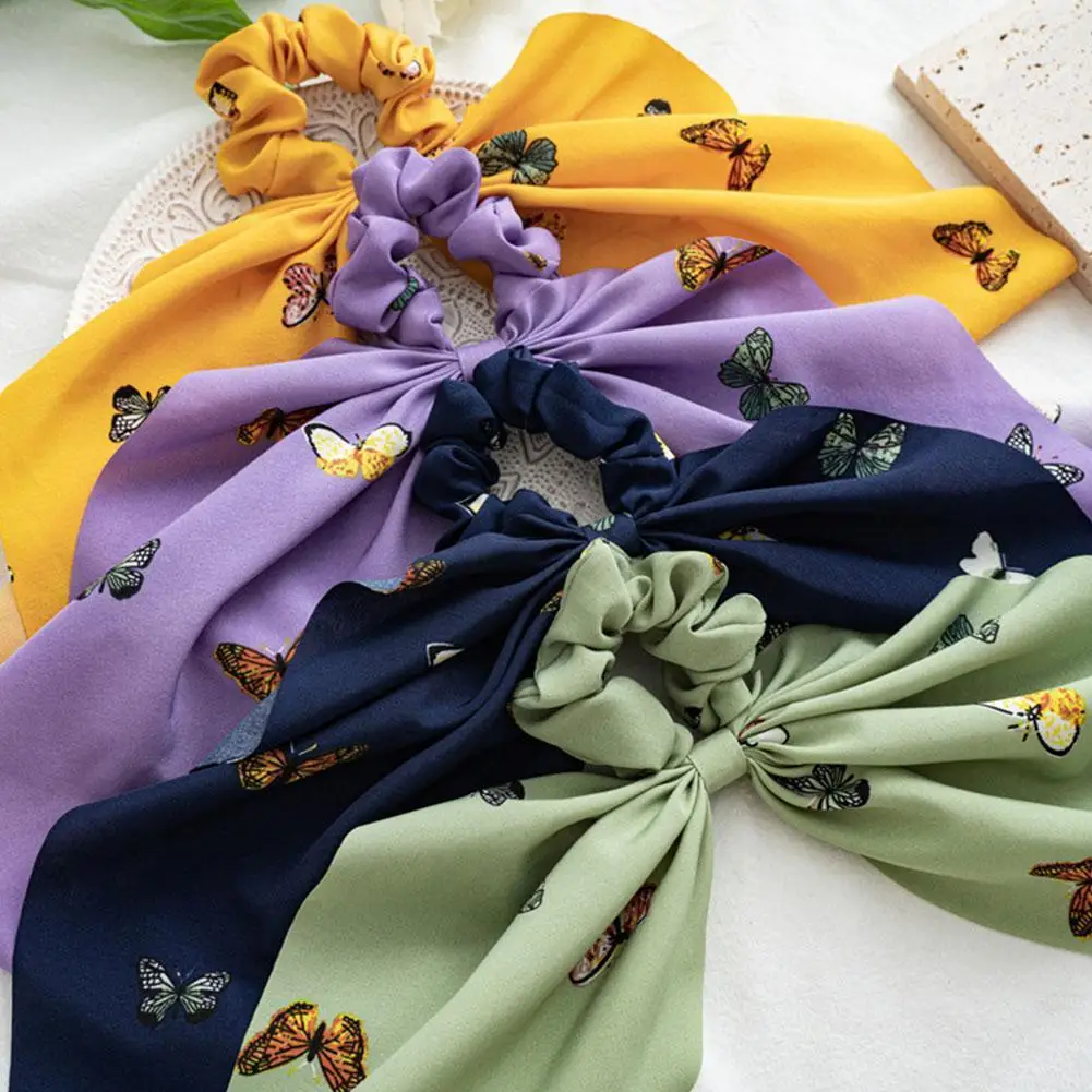 

Fashion Butterfly Print Scrunchies For Women Elastic Bow Hair Hair Hair Bands Rope Hair Fashion Streamers Ties Accessories P1G2