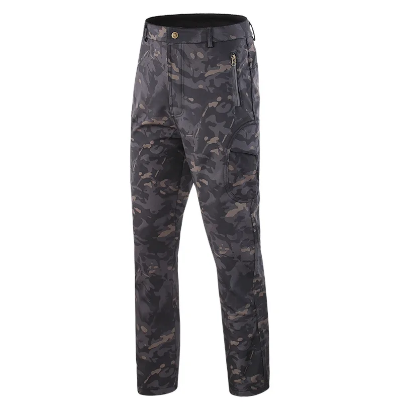 

Soft shell pants Waterproof Wear-resistant Shark skin fleece warm Outdoor camouflage pants men's Mountaineering Leisure pants