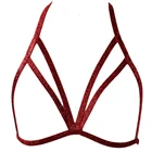 Красная Блестящая портупея для тела, женское сексуальное нижнее белье, укороченный топ, клетка, бюстгальтер, бандаж, ремень, боди-клетка
