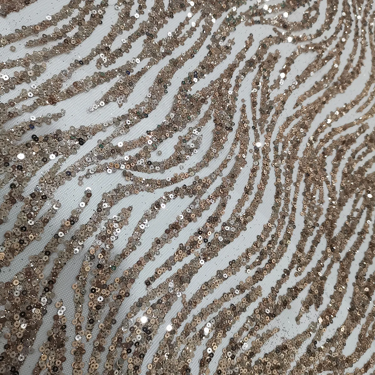 

2021 Ladies Clothing Fabric Custom Made Multi-Color Beads And Sequin Shining Stripe Lace For Woman Wedding Party Evening Dresses