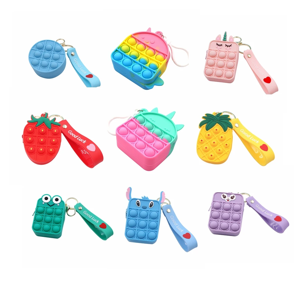 

pops its Funny Fidget Toy Sensory Silicone Bubble Stationery Storage Bag Children Decompression Coin Purse Adult Toy To Relieve