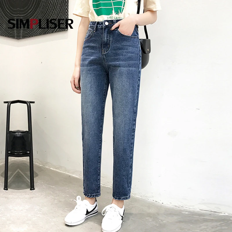 

Loose Chic Jeans Pants Women Straight Jeans Trousers Denim Blue Black White Femme Pantalon Ankle Length 2021 Summer Femme Jeans