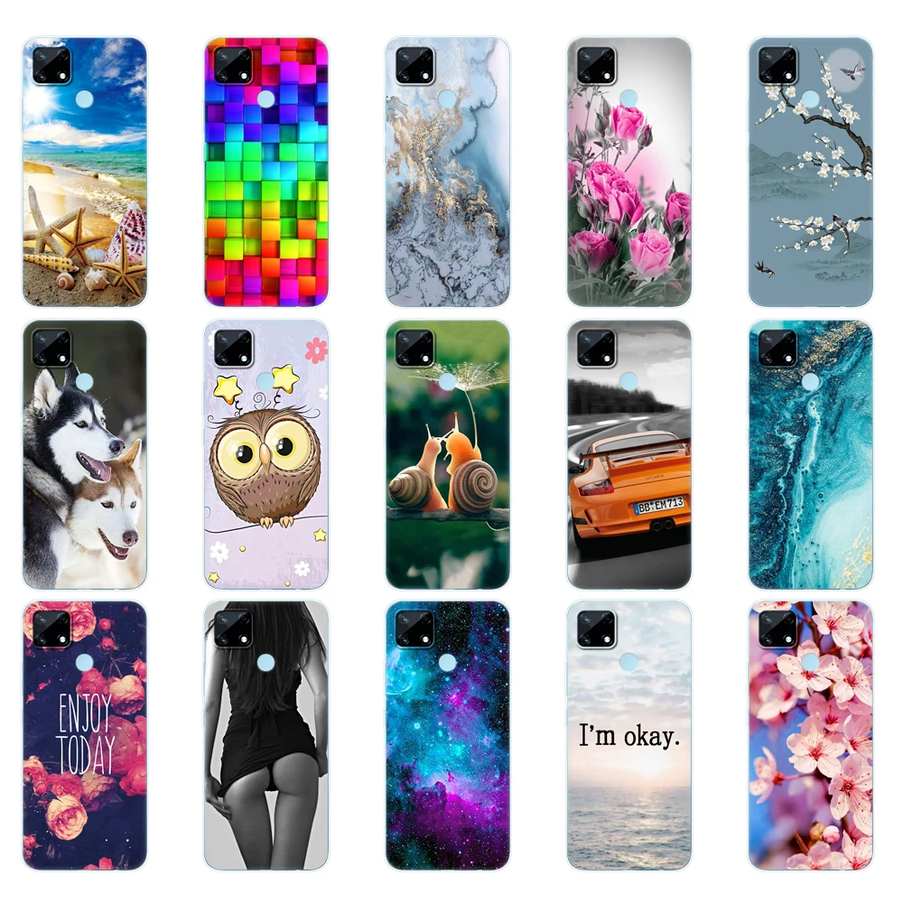 for realme c12 c25 c25s 7i global case silicon back cover for realme narzo 20 30a phone case tpu soft funda coque bumper etui free global shipping