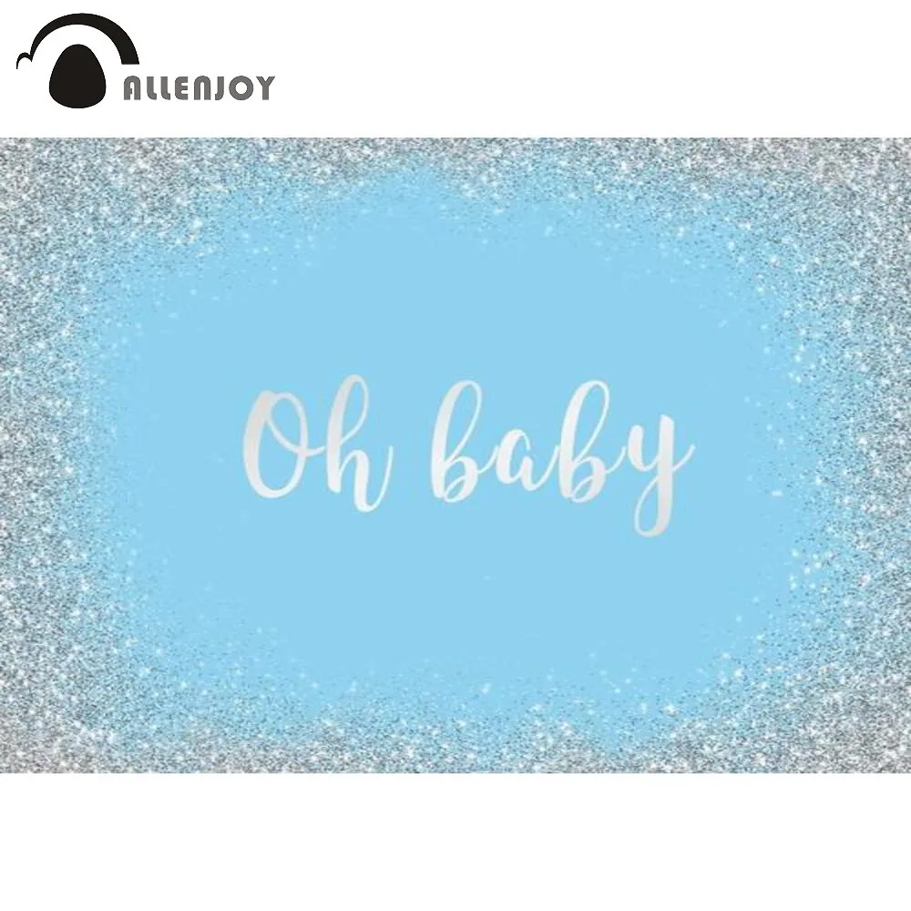 

Allenjoy Oh Baby Boy Birthday Party Background Baby Shower Blue Glitter Bokeh Newborn Photography Props Photobooth Backdrop