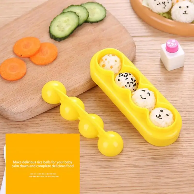

1pc New Mini Ball Shaker Rice Ball Mold With Embossing Device DIY 4 Ball Sushi Bento Tool Shake Rice Ball Kitchen Accessories