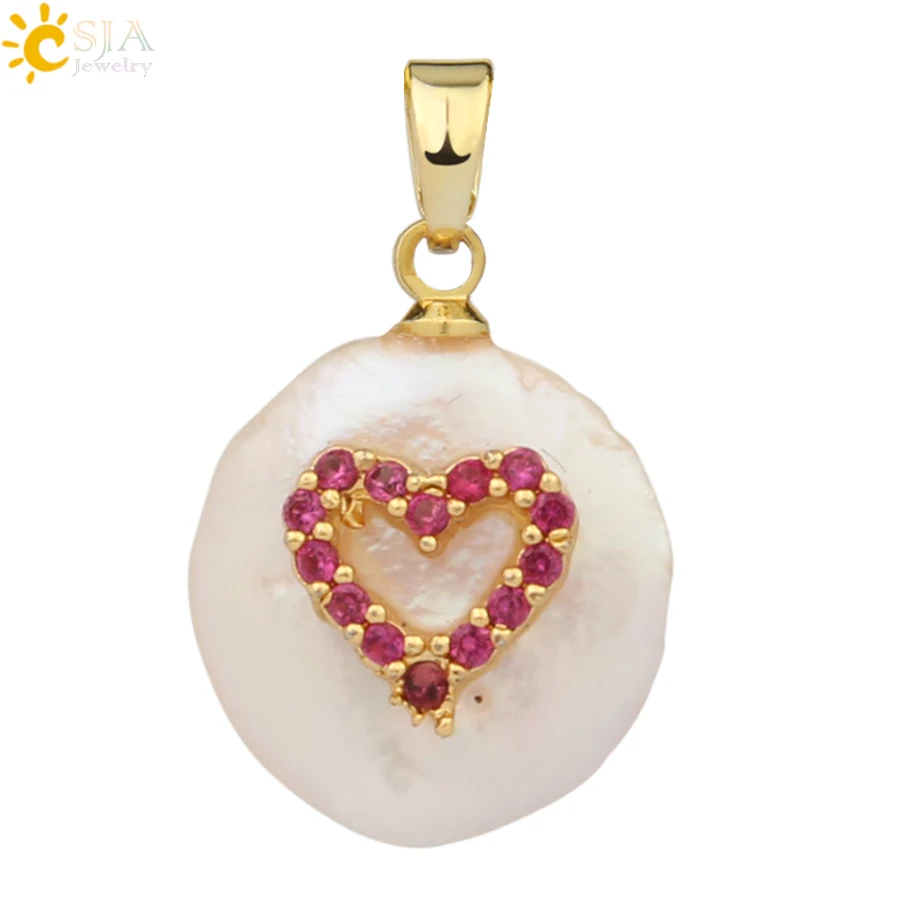 Pendant-M Csja кулон из пресноводного жемчуга, крошечное ожерелье из бисера, сердце из фианита подвески в форме цветов для детей, милое колье для девочек, модные украшения, G213 - Окраска металла: Pendant-M