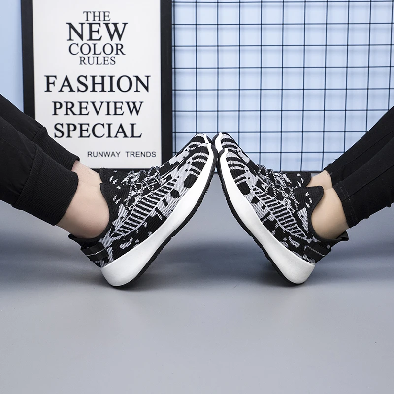 Модные мужские кроссовки для бега трикотажные дышащие спортивные уличные