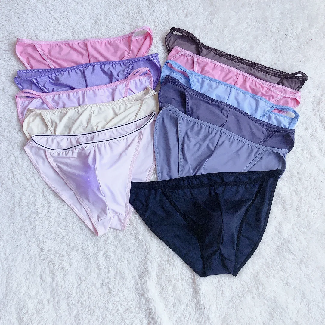 Summer New Ice Silk Breathable Cool Men's Bag Briefs Sexy Comfortable Soft Large Size Men's Underwear Sexy Man