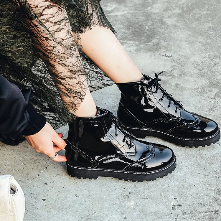 Ботинки PXELENA женские в британском стиле криперы на плоской платформе удобные