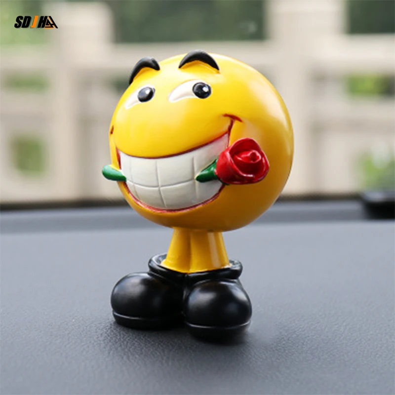 

Car Ornaments Cute Shaking Head Toys Doll Car Dashboard Decoration Funny Resin Auto Interior Accessories Home Office Decorations