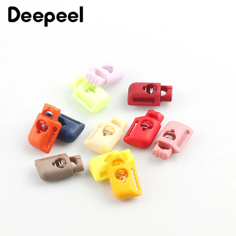 

20pcs Deepeel 22*13.8mm Color Nylon Rope End Cap Clasp Spring Cord Lock Stopper DIY Bag Hat Trouser Rope Buckles Accessories