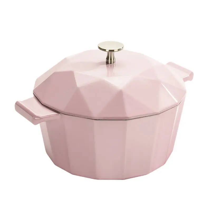 Pink 2.8л эмалированная чугунная сковорода домашняя многофункциональная жаровня тушеная универсальная антипригарная сковорода керамическая тушеная кастрюля для приготовления пищи плита - Цвет: Pink