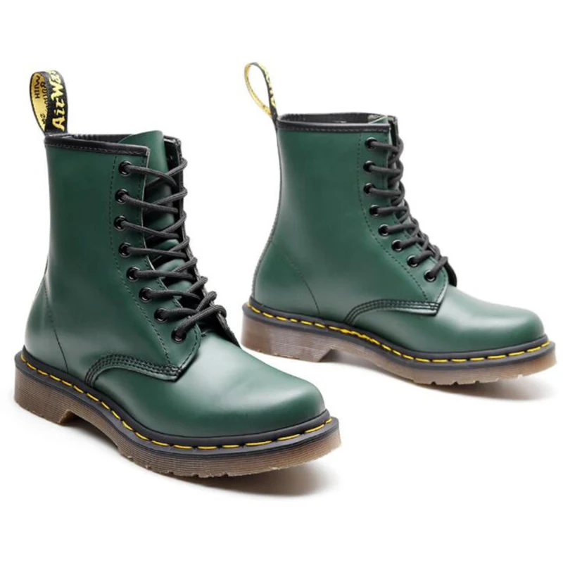 2019 Fashion Punk Winter Women Boots Pure Color Leather Ankle Flat Bottem Lace Up Motorcycle boots | Обувь