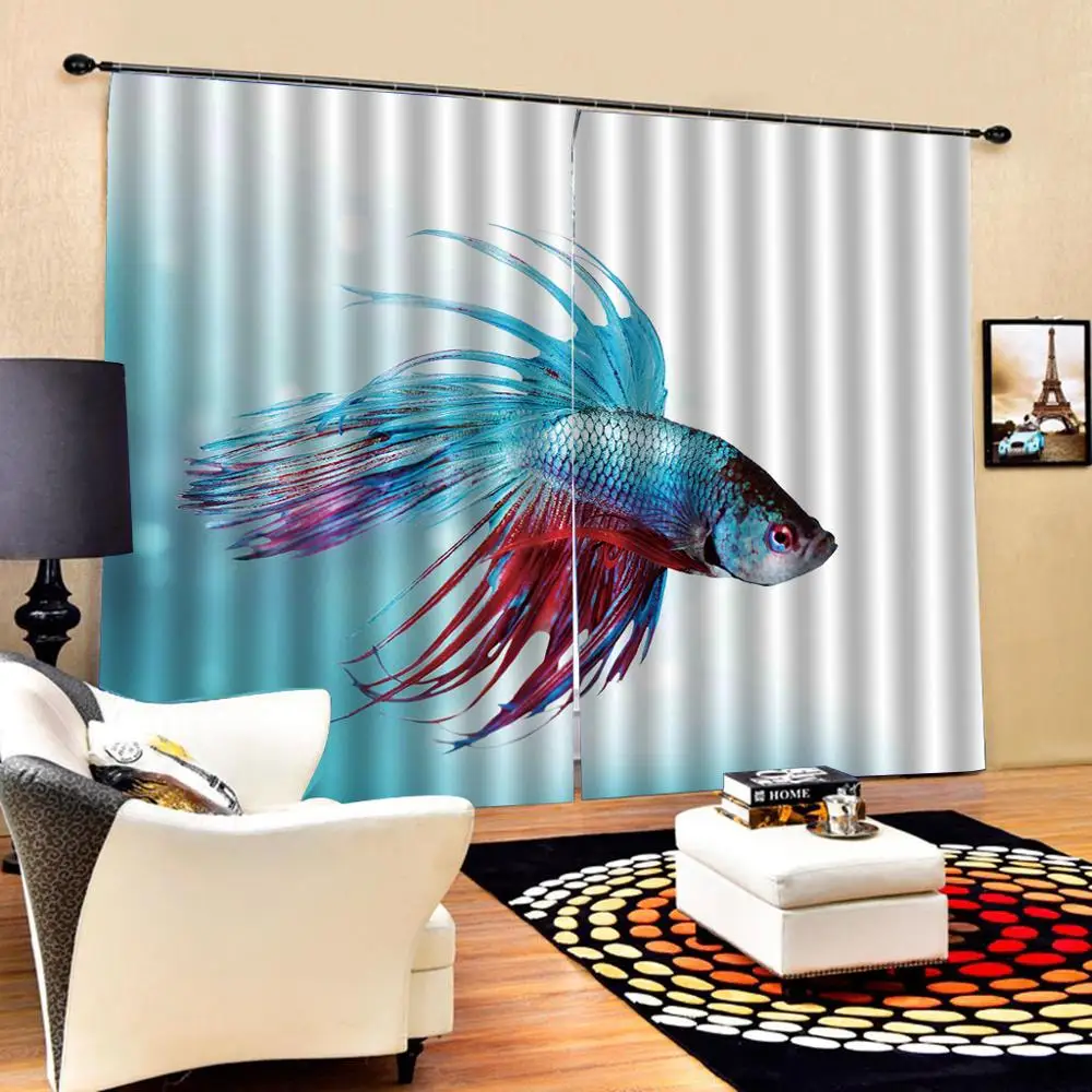 

fish curtains Customized size Luxury Blackout 3D Window Curtains For Living Room blackout curtains