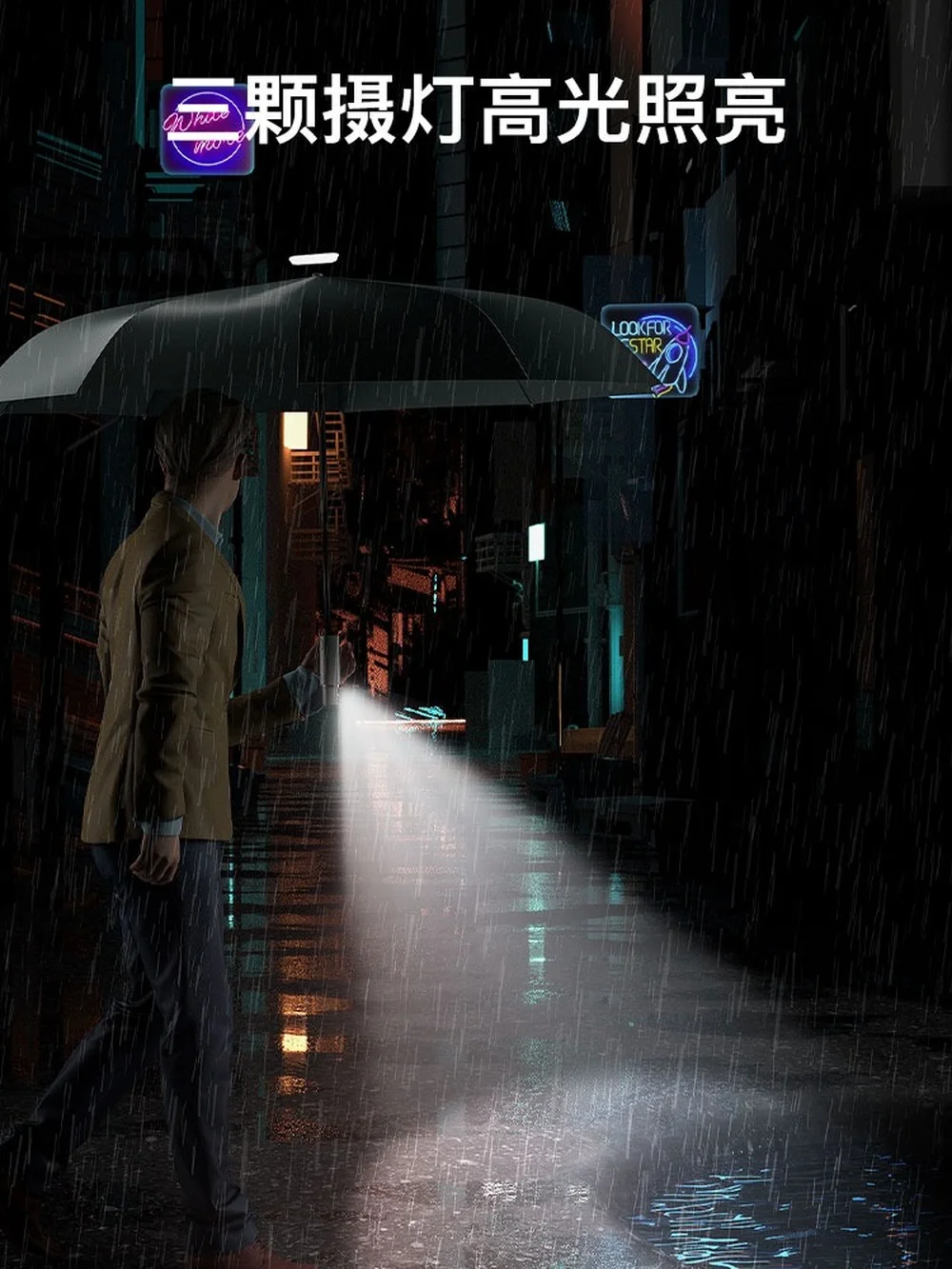 Miglior Ricaricabile 3 Occhi Torcia A LED Ombrello Antivento Maschio Automatico Pieghevole Ombrello Pioggia Grande Doppio Persone Ombrello