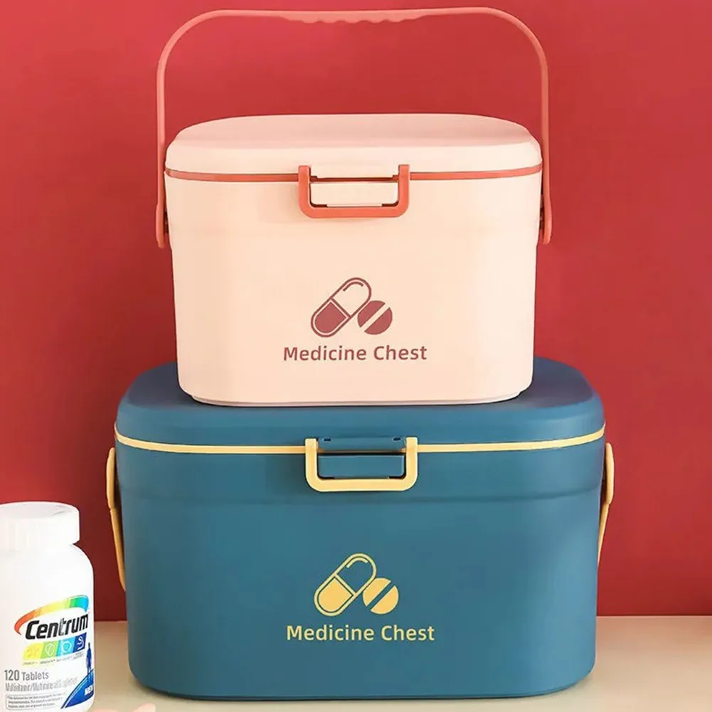 

Portable Medicine Lock Box With Handle First Aid Security Storage Box Home Care Medicine Cabinet Medicine Storage Boxes