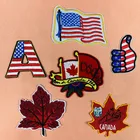 Наклейка в полоску с американскими звездами, с вышивкой в виде листьев клена и Канады