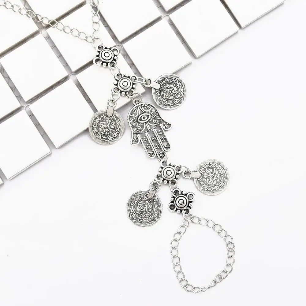 Women Gypsy Jewelry Bracelets Silver-Color Coin eye Charms Dangle Pendant Vintage Ethnic Gift Free Shipping | Украшения и