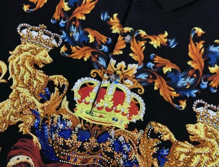 

spring 20ss new fashion famous crown lion royal diamonds floral print embroidery brand clothing tee t shirt