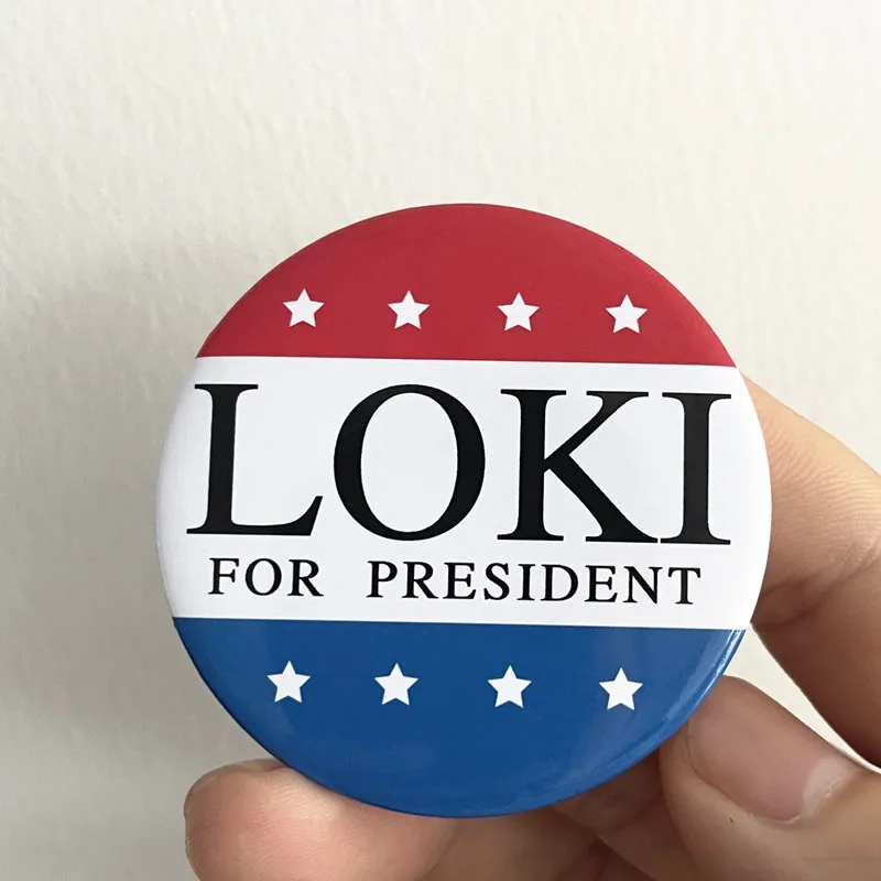 Movie Loki Superhero President Badge Cosplay Acrylic Pins Brooch Prop Accessories