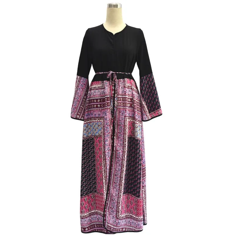 Винтаж Boho для женщин Большие размеры мусульманский кардиган с геометрическим