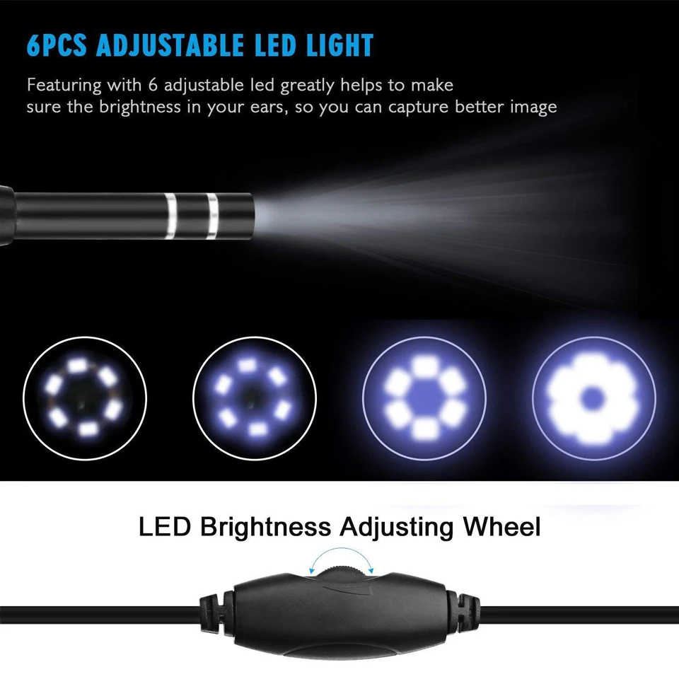 3в1 8 мм объектив Android PC Typec-C/USB эндоскоп камера 6Led освещение 1 м/2 м/3 5 м/5 м/10 м мягкий