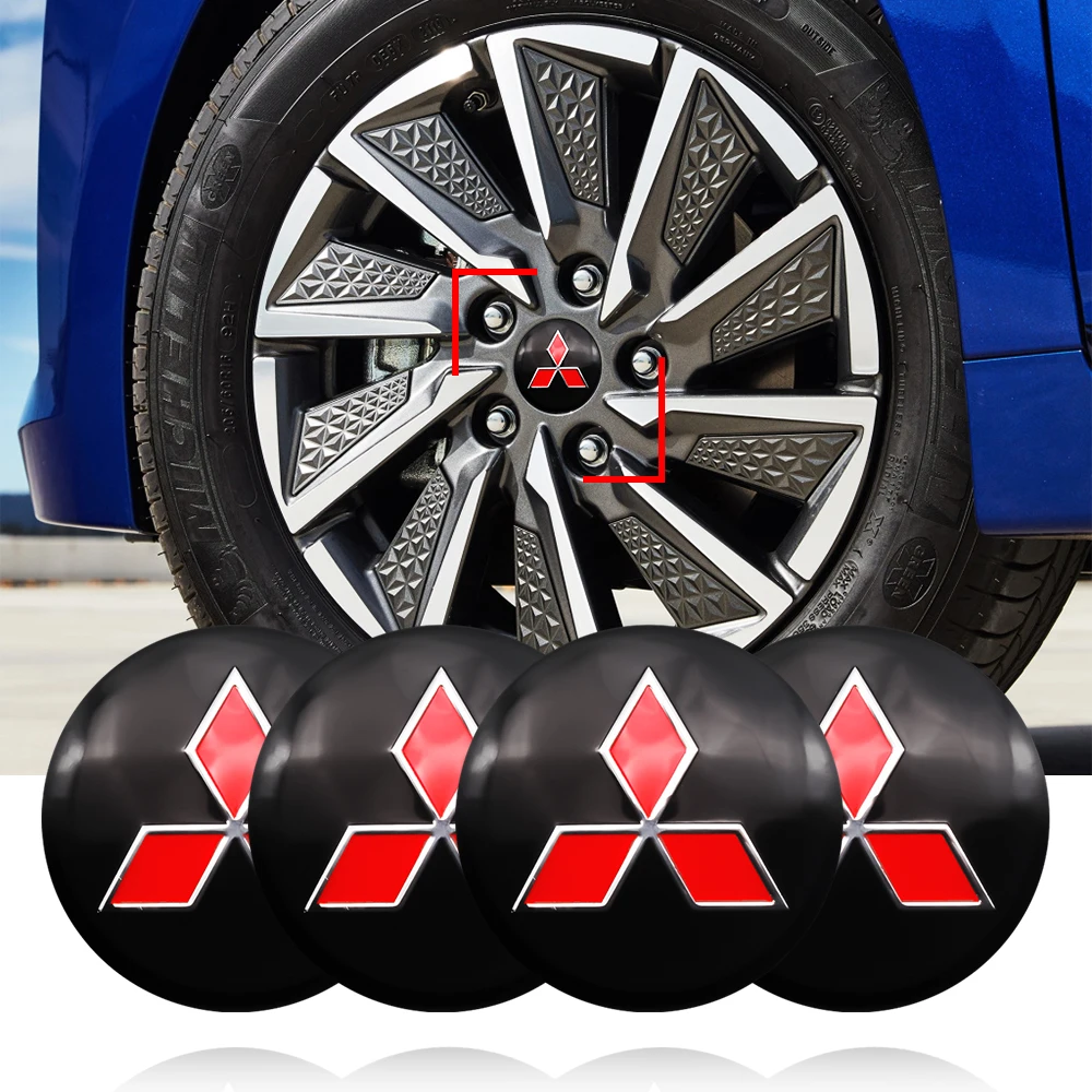 

4PCS Car Tire Wheel Center Hubcaps Sticker Car Emblem Badge Cover For Mitsubishi Asx Outlander Xl 3 Lancer Pajero 4 l200 Lancer
