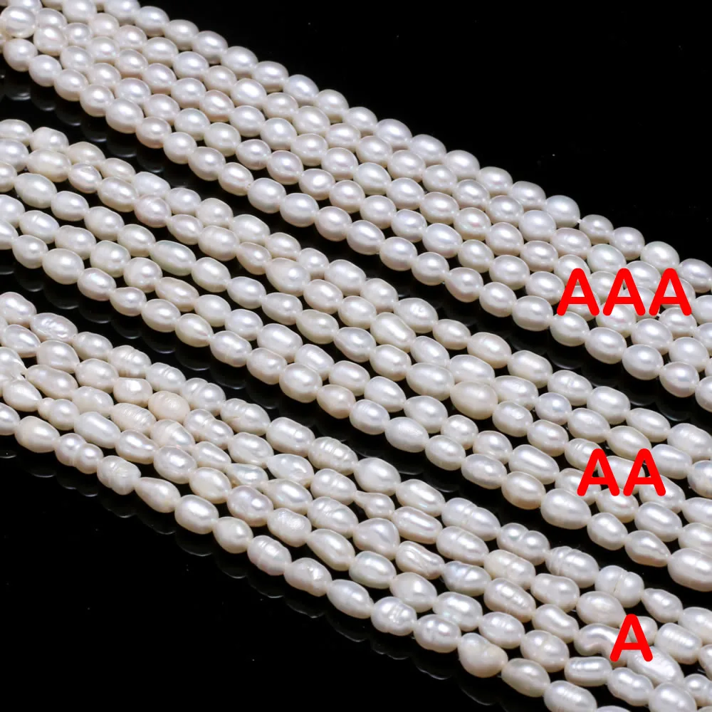 

Бусины Жемчужные, бусы из натурального пресноводного жемчуга, белые, класс A / AA/AAA, длина 36 см, размер 4-5 мм