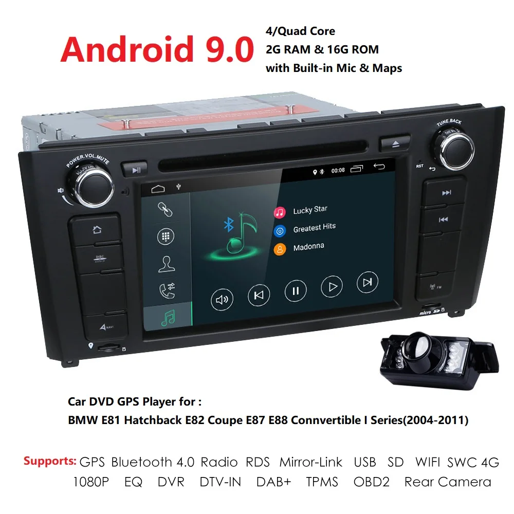 1 Din Android 9 0 автомобильный Радио gps Мультимедиа dvd speler для BMW серия E81 E82 E87 E88 I20 2004 2011 2G