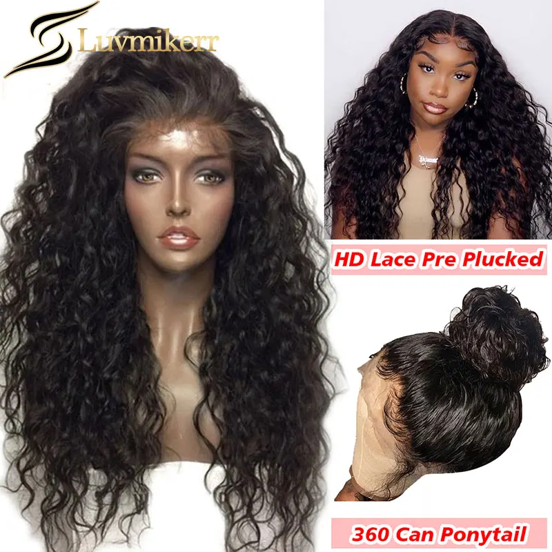 

Wet Wavy HD Transparent 360 Full Lace Frontal Wig Glueless Pre Plucked Curly 13x6 Human Hair Lace Front Wig Women Bleached Knots