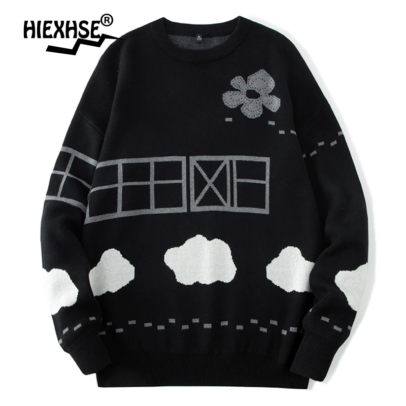 

Мужской трикотажный свитер с круглым вырезом, Повседневный хлопковый пуловер в стиле хип-хоп, весна-осень 2021