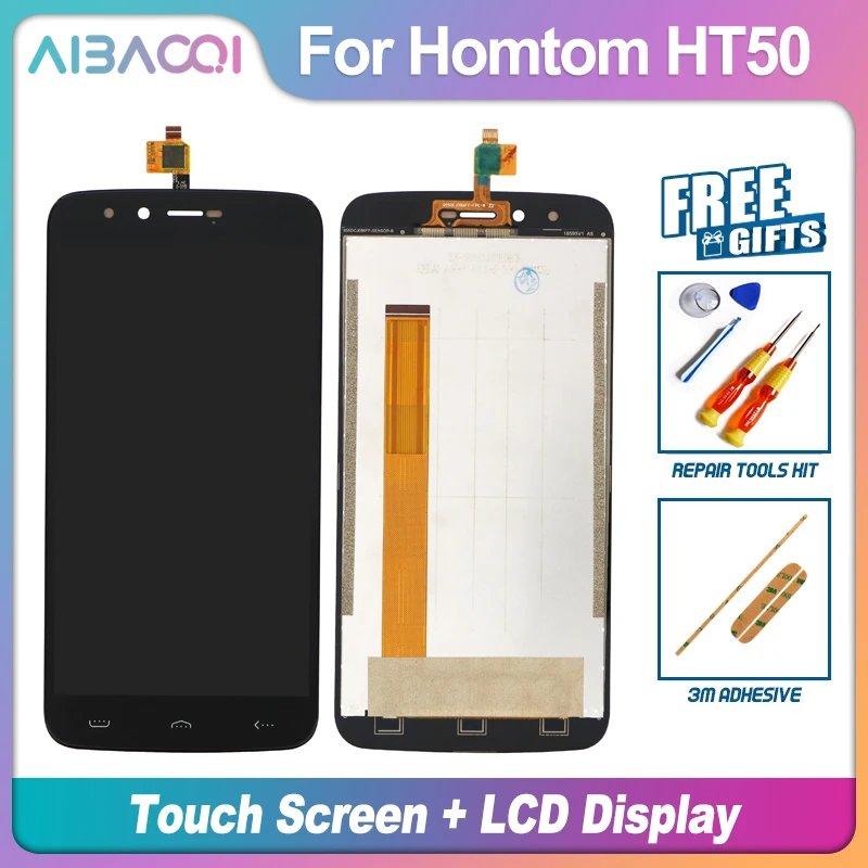 AiBaoQi 100% гарантия сенсорный экран 5 дюйма + ЖК дисплей 1280X720 в сборе замена для Homtom