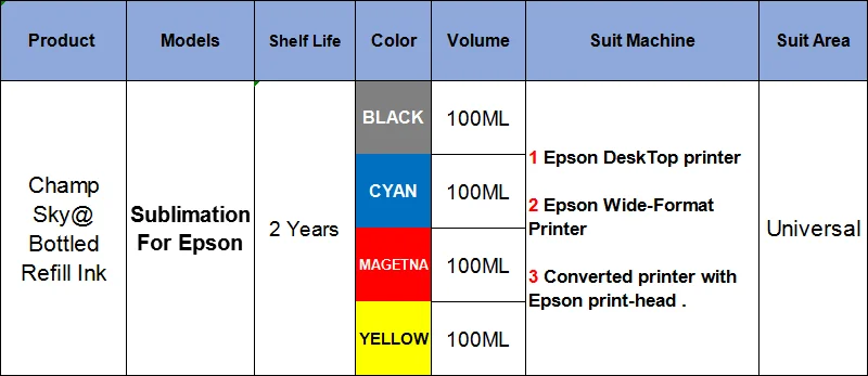 100MLx4 сублимационные чернила для Epson, термопереводные чернила для футболки/оболочки телефона/кружек/керамики и т. Д