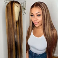 28 30 inch highlight wig human hair straight lace front wigs for black women brazilian remy honey blonde 13x1 t part lace wig