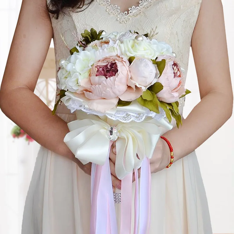 

Wedding Bride Holding flowers Bouquet Silk Lifelike Fake Flower Indoor Decor Party Festival Supplies Home Hotel Photography