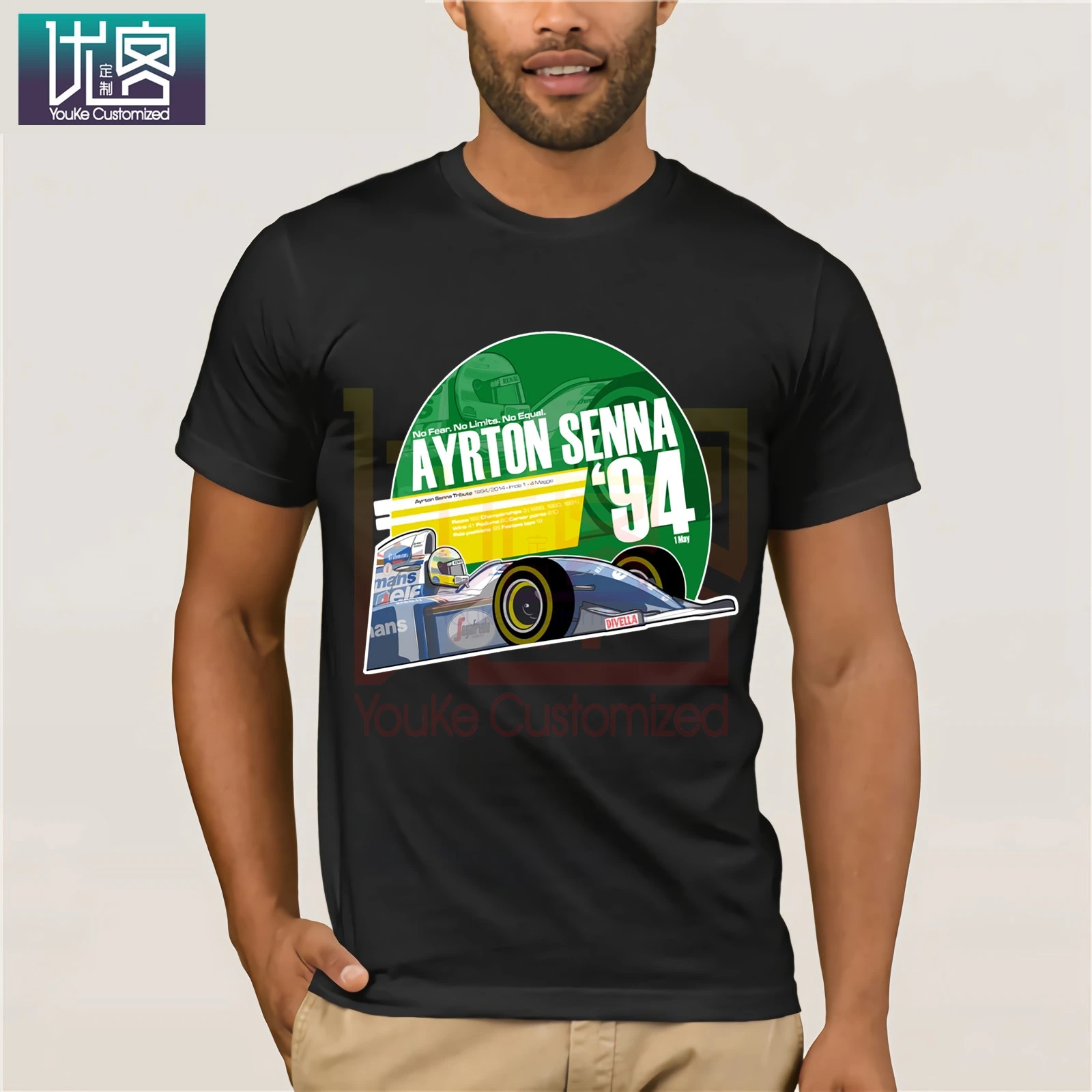 Футболка Ayrton Senna 1994 F1 от Evandeciren Via популярная футболка футболки с круглым вырезом