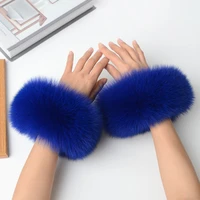 real fox fur sleeve cuffs arm warmer lady bracelet real fur wristband glove womens coat wrist warmer cuffs