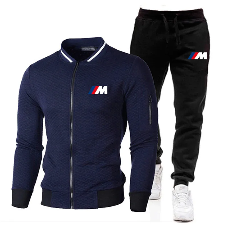 

New BMW M Men's Autumn Winter Sets Zipper Hoodie+pants Two Pieces Casual Tracksuit Male Sportswear Gym Brand Clothing Sweat Suit