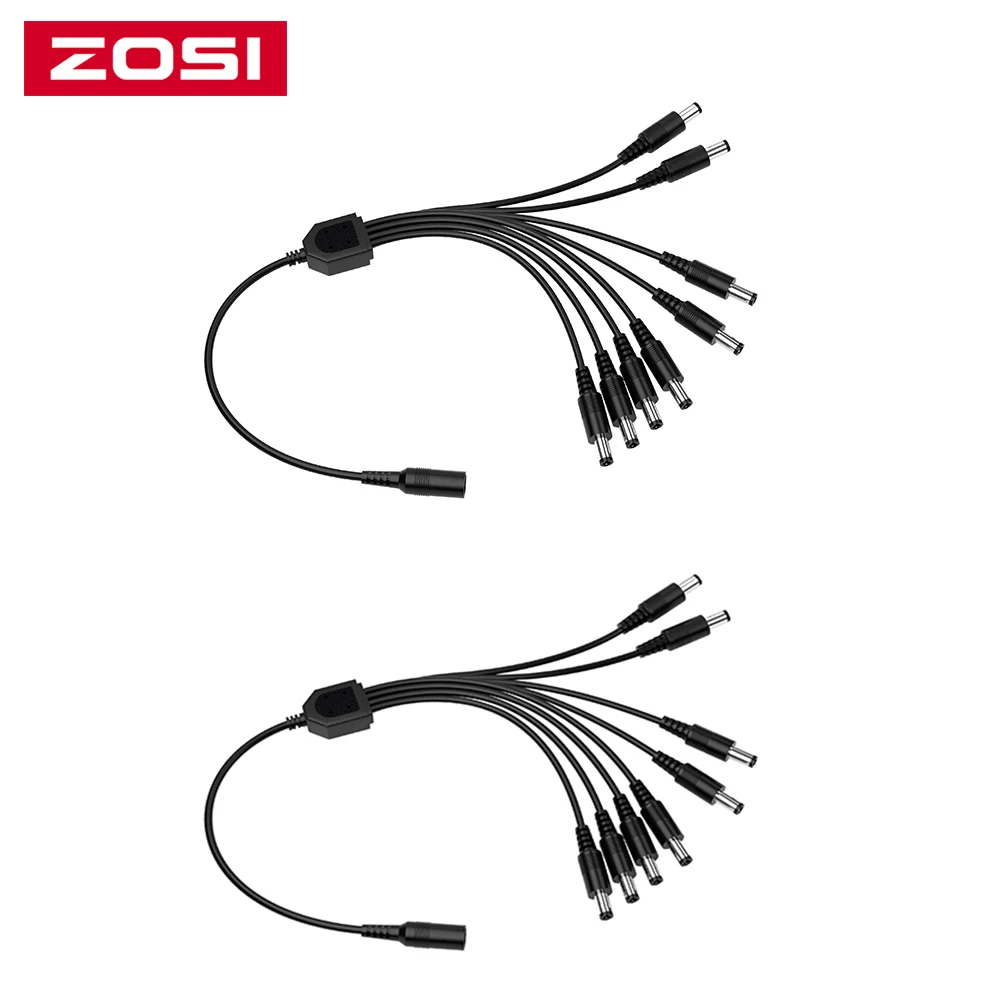 

ZOSI 2 pcs DC 1 to 8 Power Splitter Adapter Cable for CCTV Security System Camera DVR Kit videcam