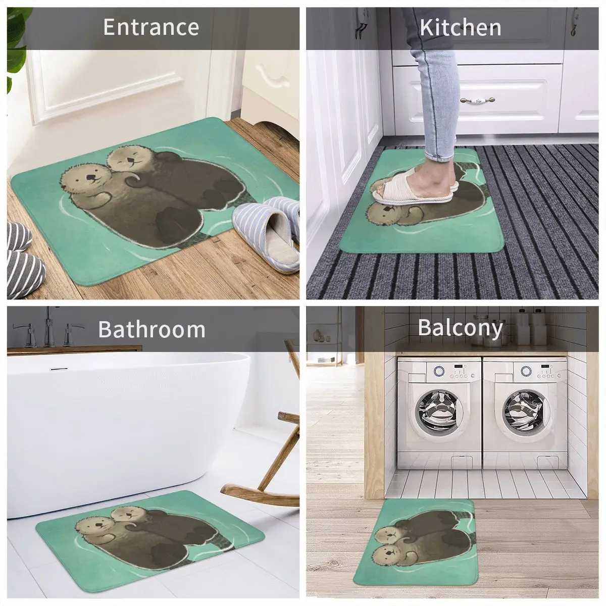

Significant Otters - Otters Holding Hands Bath Mat Polyester Rug Carpet Door Mat Anti-slip Absorbent Entrance Living Room Home