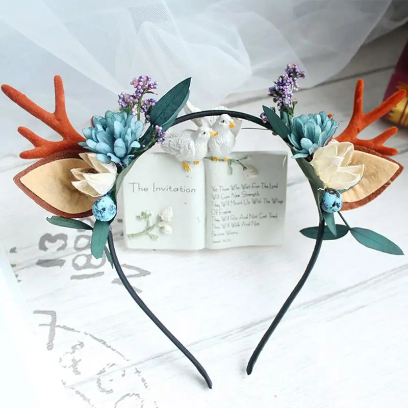 

Christmas Deer Antlers Horn Headband Women Girls Cat Ear Hair Hoop Headdress B95F