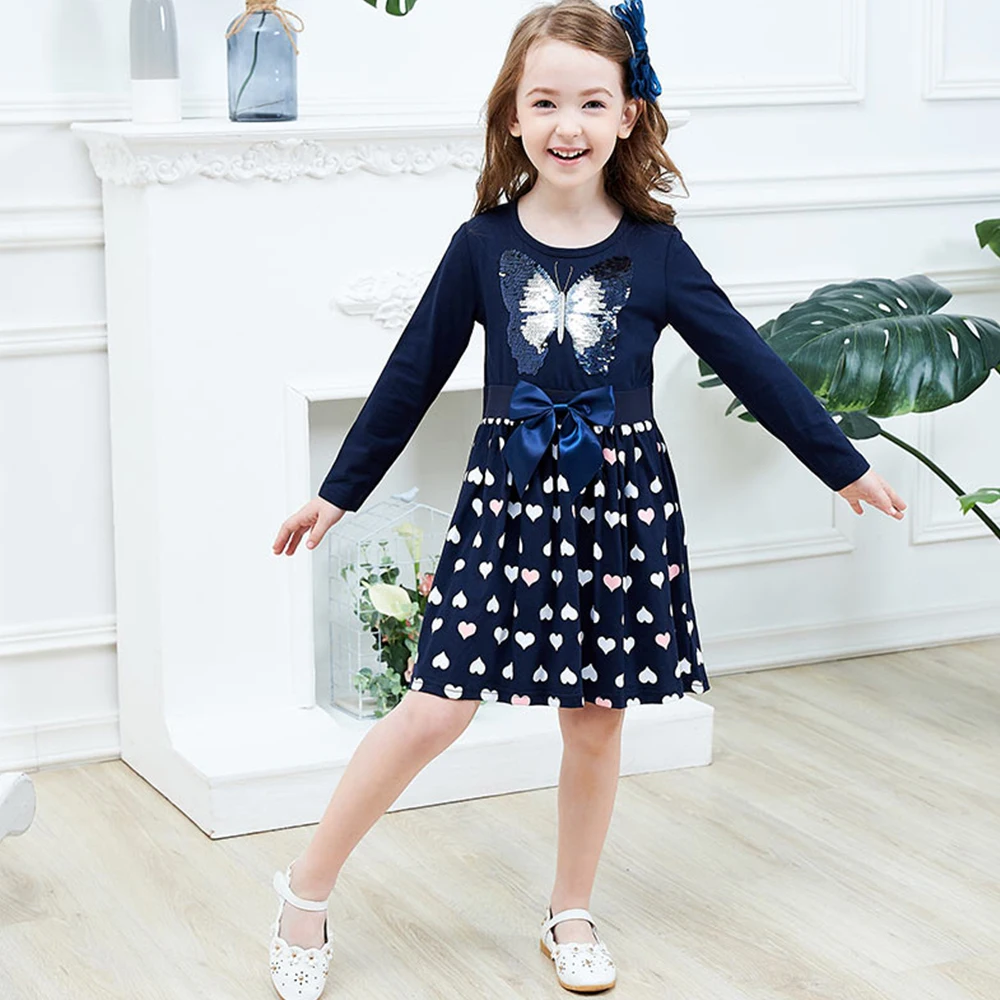 DXTON/Детские зимние платья для девочек Детское платье с длинными рукавами Платье в