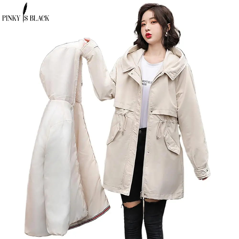 

PinkyIsBlack Long Removable Wool Liner Women Jacket Winter Parkas With Fur Collar Hooded Thick Warm Winter Coat Chaquetas Mujer